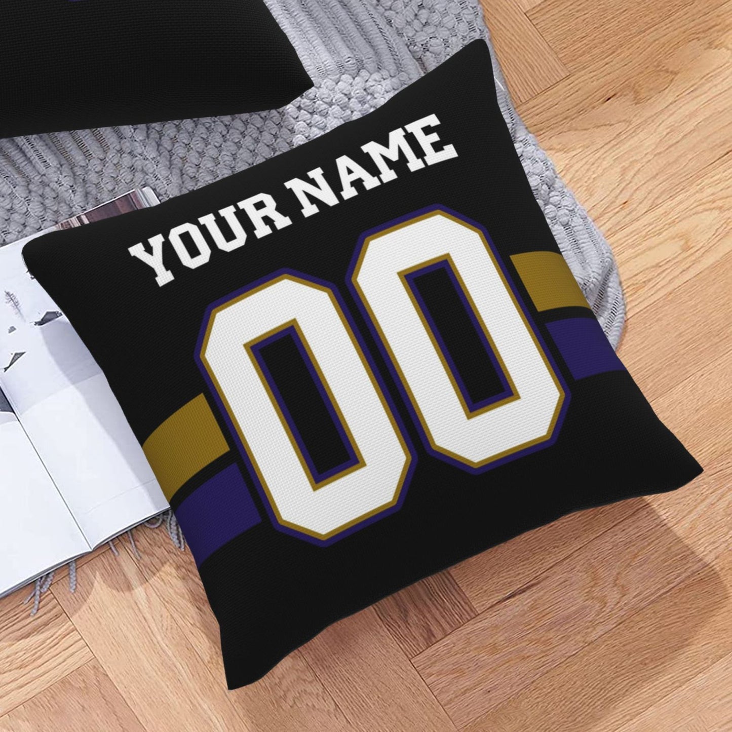 Baltimore Ravens Letters Decorative Pillows Case Custom Game Pillowcase Name Number Block Print Square Art Deco Throw Pillow
