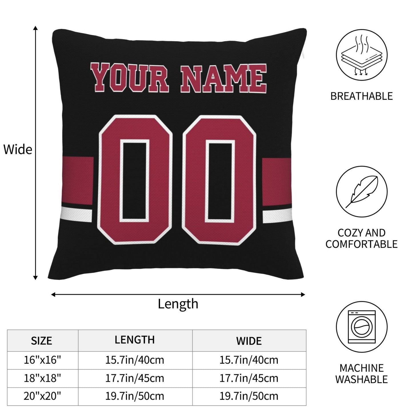 Arizona Cardinals Football Team Decorative Throw Pillow Case Print Personalized Football Style Fans Letters & Number Pillowcase Birthday Gift