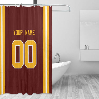 Custom Football Washington Commanders style personalized shower curtain custom design name and number set of 12 shower curtain hooks Rings