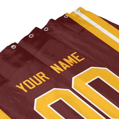 Custom Football Washington Commanders style personalized shower curtain custom design name and number set of 12 shower curtain hooks Rings