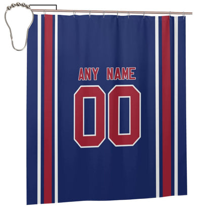 Custom Football New York Giants style personalized shower curtain custom design name and number set of 12 shower curtain hooks Rings