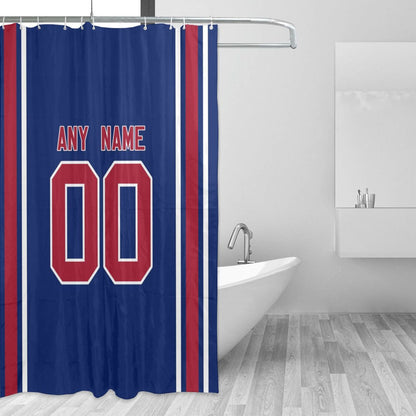 Custom Football New York Giants style personalized shower curtain custom design name and number set of 12 shower curtain hooks Rings