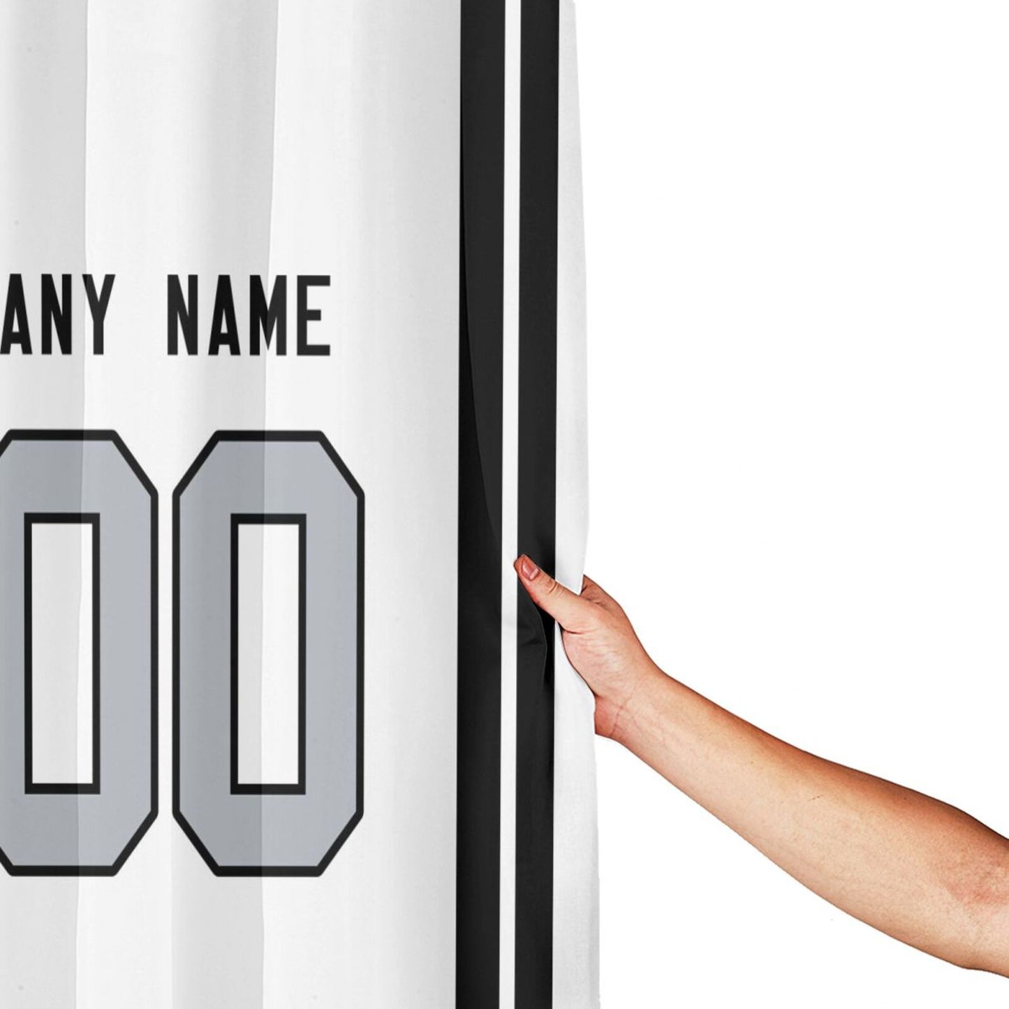 Custom Football Las Vegas Raiders style personalized shower curtain custom design name and number set of 12 shower curtain hooks Rings