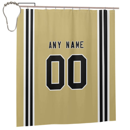 Custom Football New Orleans Saints style personalized shower curtain custom design name and number set of 12 shower curtain hooks Rings