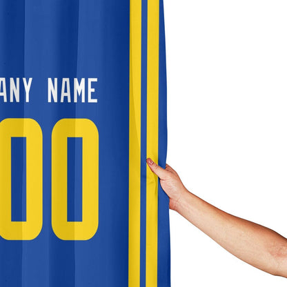 Custom Football Los Angeles Rams style personalized shower curtain custom design name and number set of 12 shower curtain hooks Rings