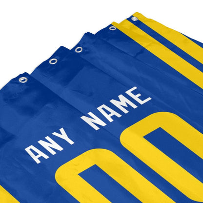 Custom Football Los Angeles Rams style personalized shower curtain custom design name and number set of 12 shower curtain hooks Rings
