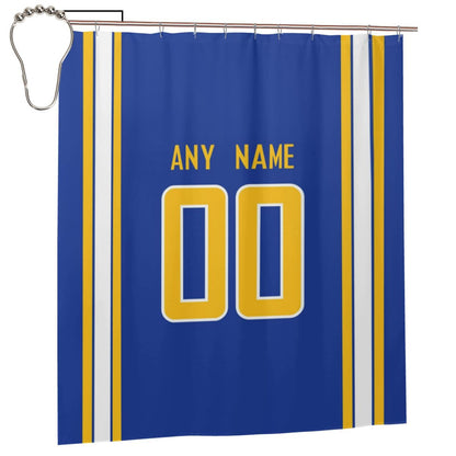 Custom Football Los Angeles Chargers style personalized shower curtain custom design name and number set of 12 shower curtain hooks Rings