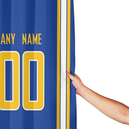 Custom Football Los Angeles Chargers style personalized shower curtain custom design name and number set of 12 shower curtain hooks Rings