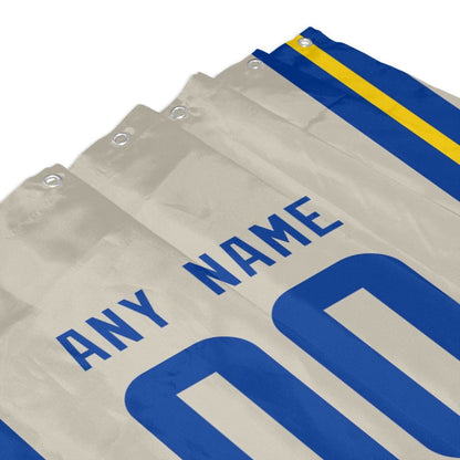 Custom Football Los Angeles Rams style personalized shower curtain custom design name and number set of 12 shower curtain hooks Rings