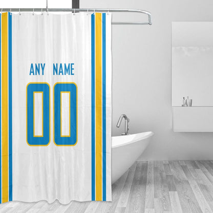 Custom Football Los Angeles Chargers style personalized shower curtain custom design name and number set of 12 shower curtain hooks Rings