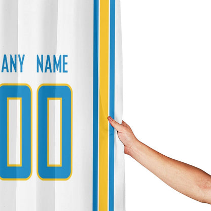 Custom Football Los Angeles Chargers style personalized shower curtain custom design name and number set of 12 shower curtain hooks Rings
