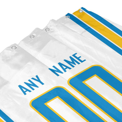 Custom Football Los Angeles Chargers style personalized shower curtain custom design name and number set of 12 shower curtain hooks Rings