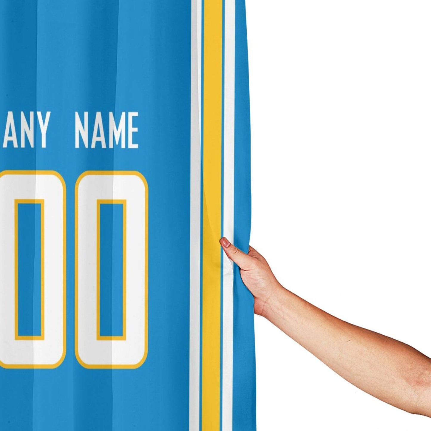 Custom Football Los Angeles Chargers style personalized shower curtain custom design name and number set of 12 shower curtain hooks Rings