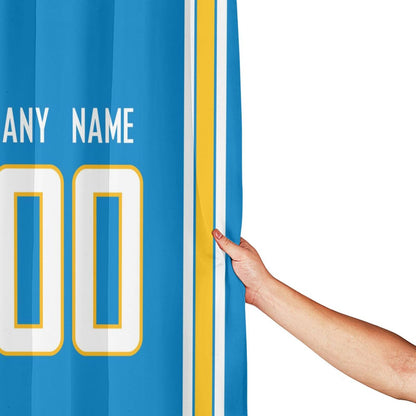 Custom Football Los Angeles Chargers style personalized shower curtain custom design name and number set of 12 shower curtain hooks Rings