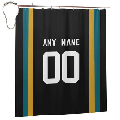 Custom Football Jacksonville Jaguars style personalized shower curtain custom design name and number set of 12 shower curtain hooks Rings
