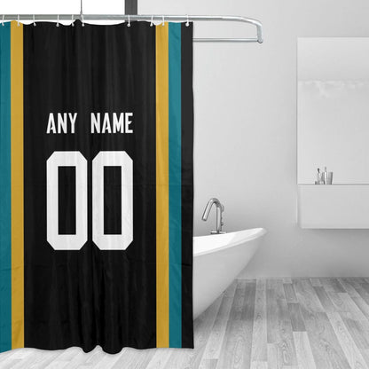 Custom Football Jacksonville Jaguars style personalized shower curtain custom design name and number set of 12 shower curtain hooks Rings