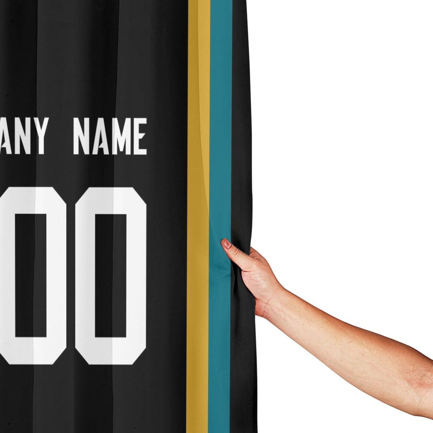 Custom Football Jacksonville Jaguars style personalized shower curtain custom design name and number set of 12 shower curtain hooks Rings