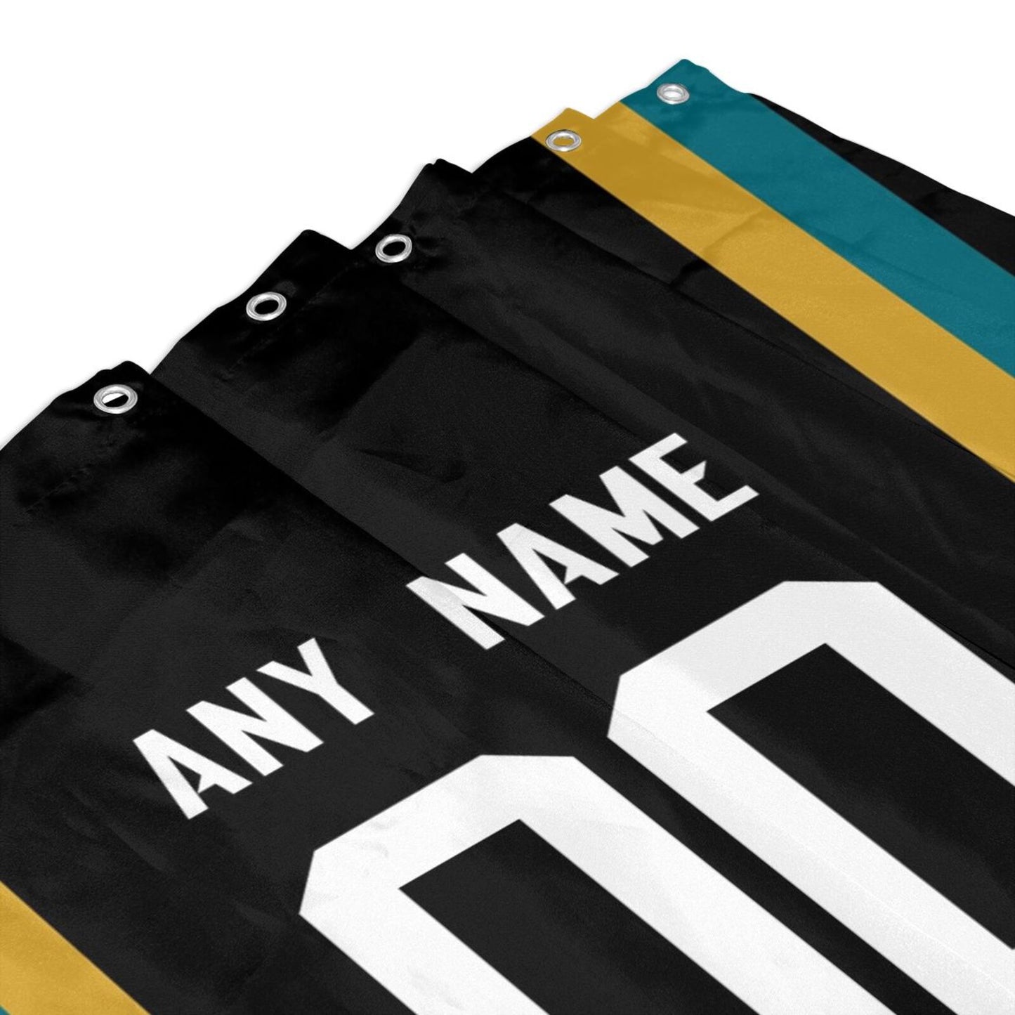 Custom Football Jacksonville Jaguars style personalized shower curtain custom design name and number set of 12 shower curtain hooks Rings