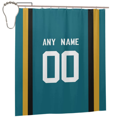 Custom Football Jacksonville Jaguars style personalized shower curtain custom design name and number set of 12 shower curtain hooks Rings
