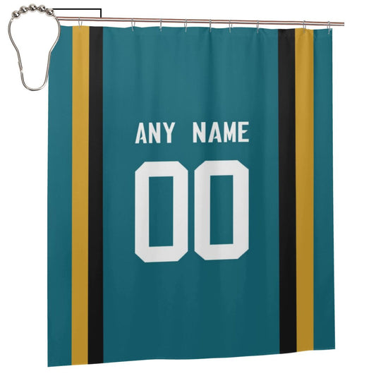 Custom Football Jacksonville Jaguars style personalized shower curtain custom design name and number set of 12 shower curtain hooks Rings