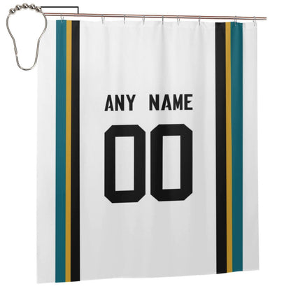 Custom Football Jacksonville Jaguars style personalized shower curtain custom design name and number set of 12 shower curtain hooks Rings