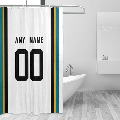 Custom Football Jacksonville Jaguars style personalized shower curtain custom design name and number set of 12 shower curtain hooks Rings
