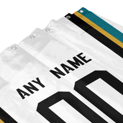 Custom Football Jacksonville Jaguars style personalized shower curtain custom design name and number set of 12 shower curtain hooks Rings