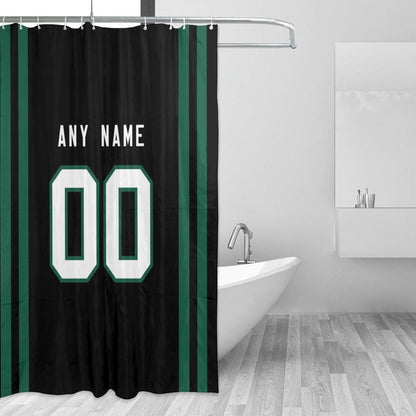 Custom Football New York Jets style personalized shower curtain custom design name and number set of 12 shower curtain hooks Rings