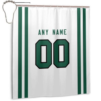 Custom Football New York Jets style personalized shower curtain custom design name and number set of 12 shower curtain hooks Rings