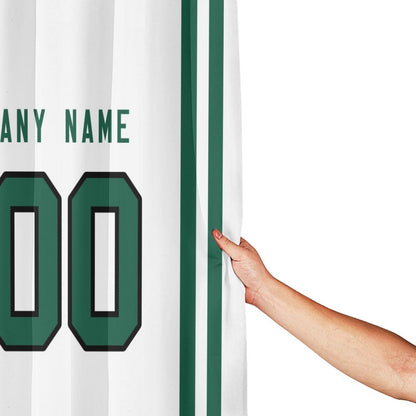 Custom Football New York Jets style personalized shower curtain custom design name and number set of 12 shower curtain hooks Rings