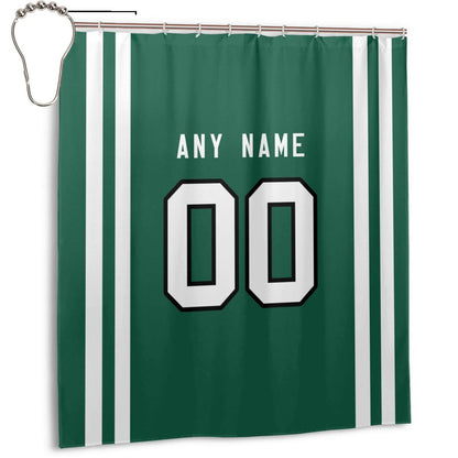 Custom Football New York Jets style personalized shower curtain custom design name and number set of 12 shower curtain hooks Rings