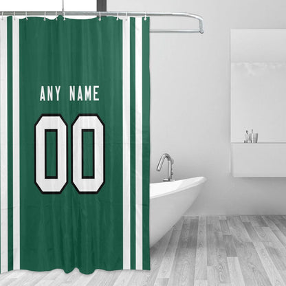Custom Football New York Jets style personalized shower curtain custom design name and number set of 12 shower curtain hooks Rings