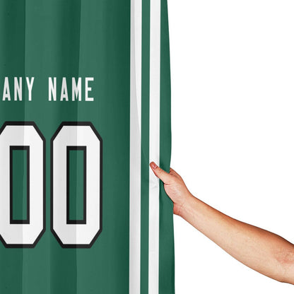 Custom Football New York Jets style personalized shower curtain custom design name and number set of 12 shower curtain hooks Rings