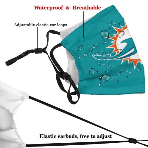Print Football Personalized Miami Dolphins Adult Dust Mask With Filters PM 2.5