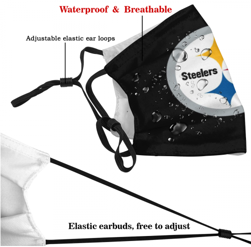 Print Football Personalized Pittsburgh Steelers Adult Dust Mask With Filters PM 2.5 Activated