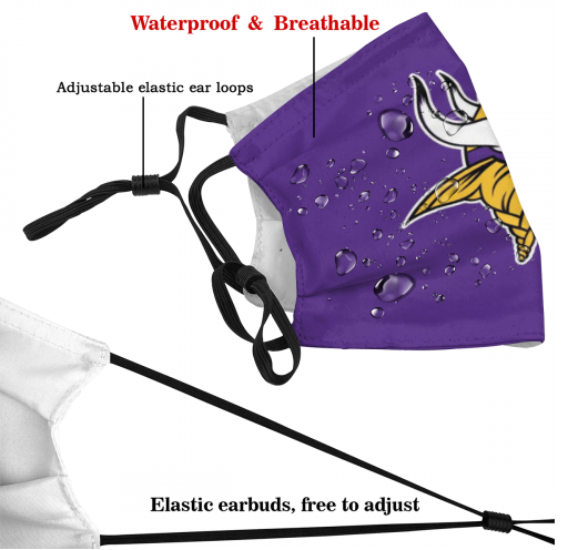 Print Football Personalized Minnesota Vikings Adult Dust Mask With Filters PM 2.5