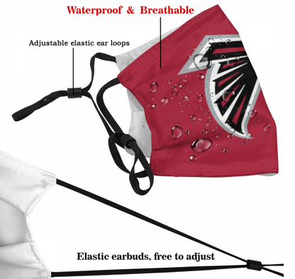 4 Pack Personalized Football Atlanta Falcons Adult Dust Mask With PM 2.5 Filters