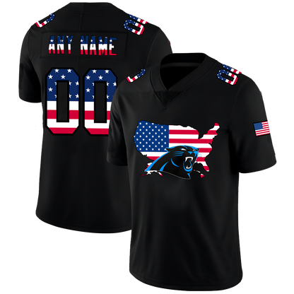 Custom Carolina Panthers Football Black Limited Fashion Flag Stitched Jerseys