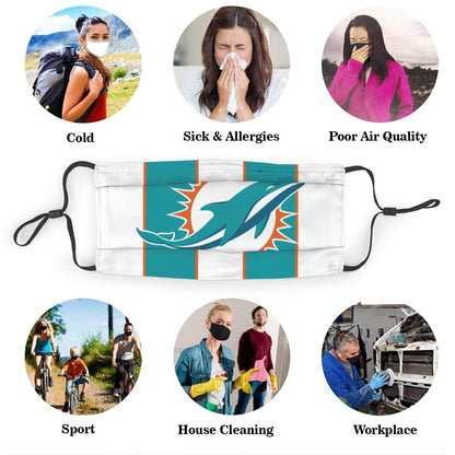 Custom Football Personalized M.Dolphin 01- White Dust Face Mask With Filters PM 2.5