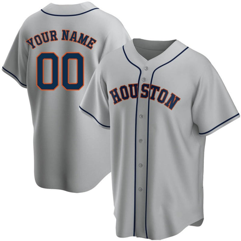 Custom Baseball Gray Houston Astros Jerseys Stitched Letter And Numbers Mesh for Men Women Youth Button Down Jersey Free Shipping