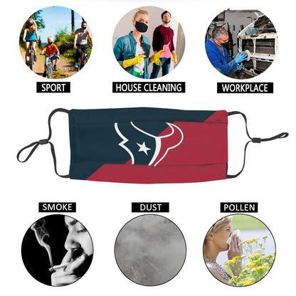 Custom Football Personalized Houston Texans Dust Face Mask With Filters PM 2.5