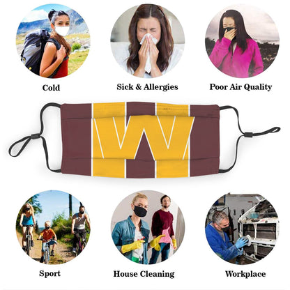 Custom Football Personalized WA.Football Team 01-Burgundy Dust Face Mask With Filters PM 2.5
