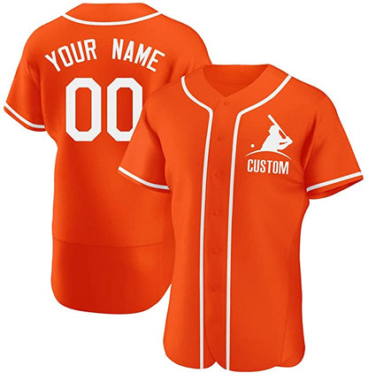 Custom Orange Stitched Baseball Jersey Personalized Button Down Baseball T Shirt