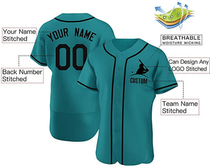 Custom Green Stitched Baseball Jersey Personalized Button Down Baseball T Shirt