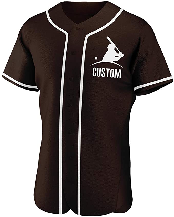 Custom Brown Stitched Baseball Jersey Personalized Button Down Baseball T Shirt