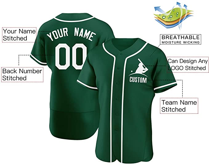 Custom Green Stitched Baseball Jersey Personalized Button Down Baseball T Shirt