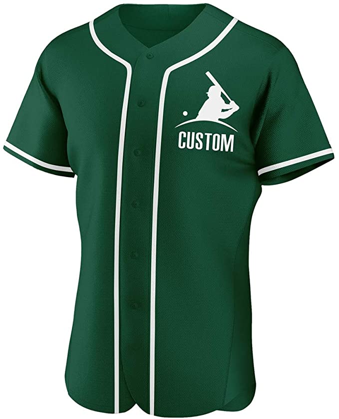 Custom Green Stitched Baseball Jersey Personalized Button Down Baseball T Shirt