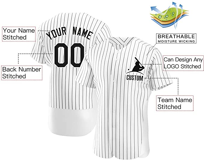 Custom White Stitched Baseball Jersey Personalized Button Down Baseball T Shirt