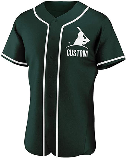 Custom Green Stitched Baseball Jersey Personalized Button Down Baseball T Shirt