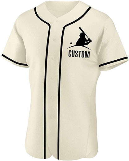 Custom White Stitched Baseball Jersey Personalized Button Down Baseball T Shirt